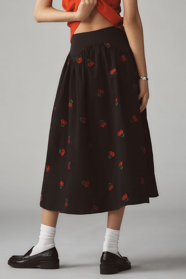 Avec Les Filles Petite Cherry Applique Midi Skirt #2