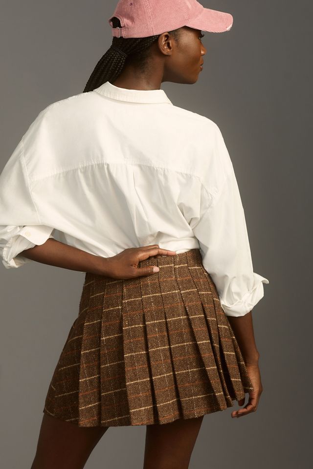 Avec Les Filles Mixed Plaid Pleated Mini Skirt #4
