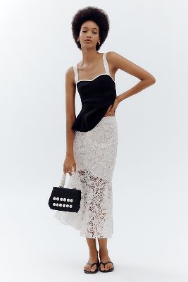 Flared Lace Midi Skirt