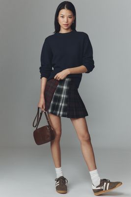 Avec Les Filles Mini Jupe Plissée Écossaise Multi