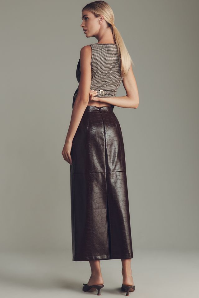 Avec Les Filles Faux-Leather Column Midi Skirt #2
