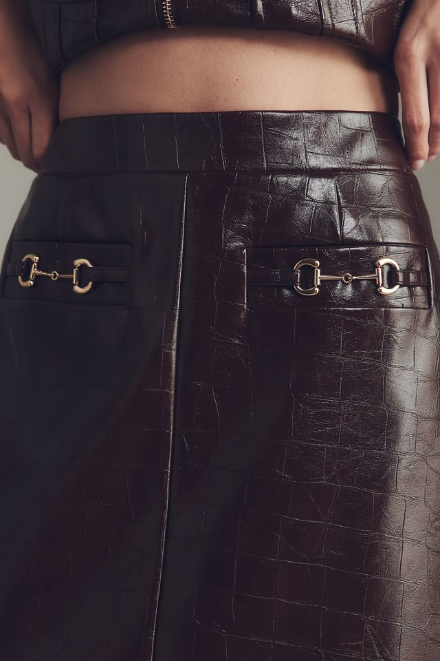 Avec Les Filles Faux-Leather Column Midi Skirt #3