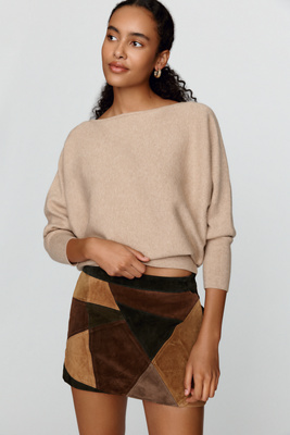 Avec Les Filles Suede Patchwork Mini Skirt by Anthropologie