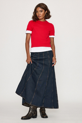 Levi's Seamed Flare Denim Maxi Skirt