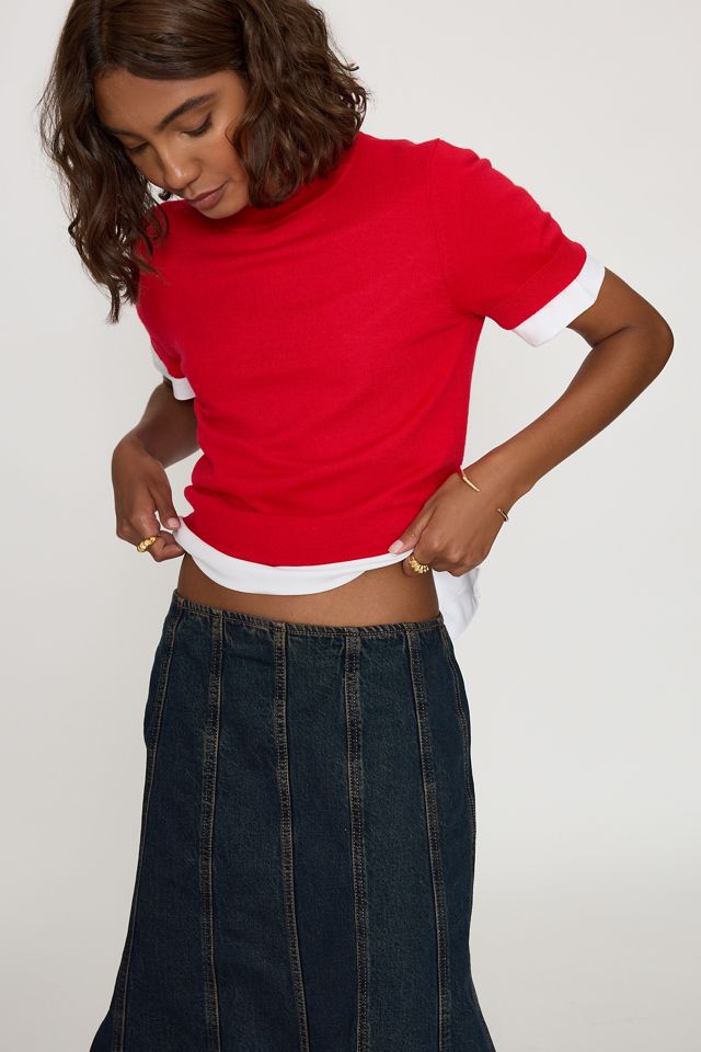 Gonna Lunga in Denim a Campana con Cuciture Levi's #2