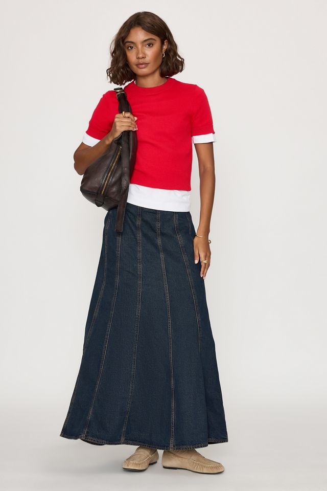 Gonna Lunga in Denim a Campana con Cuciture Levi's #3