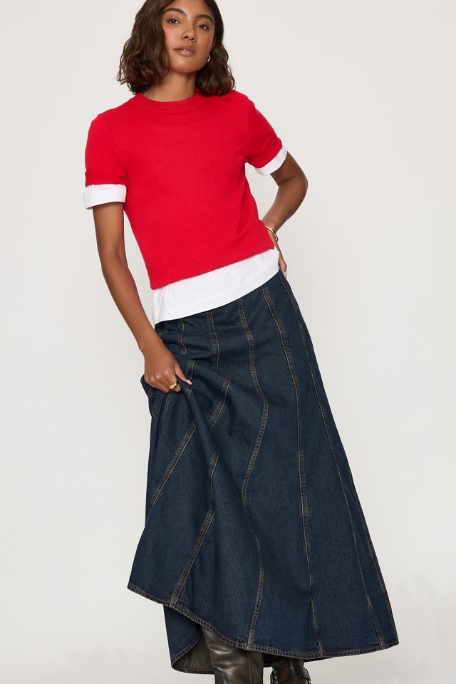 Gonna Lunga in Denim a Campana con Cuciture Levi's #4