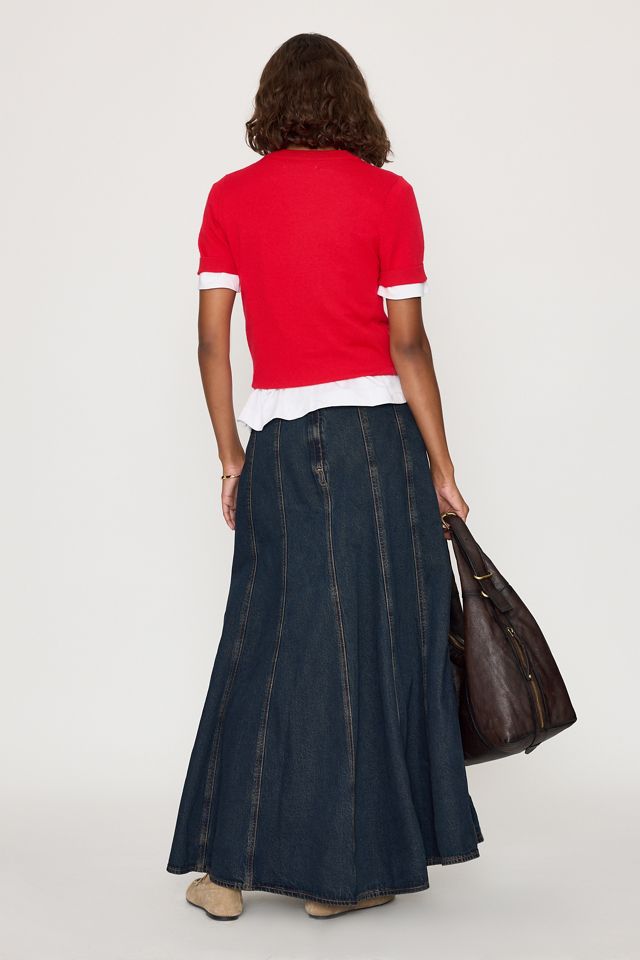 Gonna Lunga in Denim a Campana con Cuciture Levi's #5