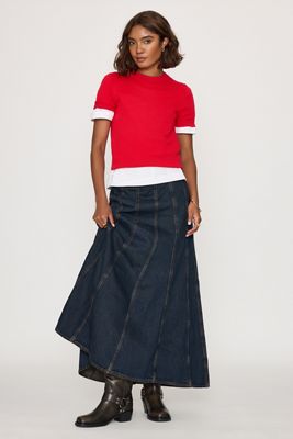 Levi's Nahtgeschneideter Ausgestellter Denim Maxirock