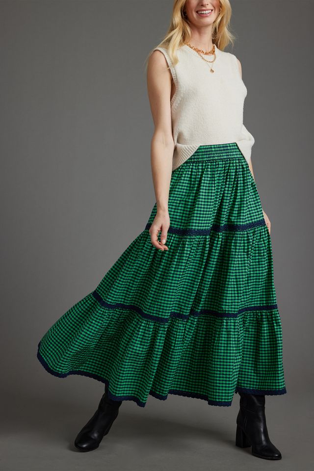 Vestidos máximos bohemios de chiffon con falda escalonada estilo Empire Salvia polvorienta Tallas Grandes