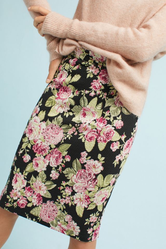 Floral Jacquard Pencil Skirt | Anthropologie