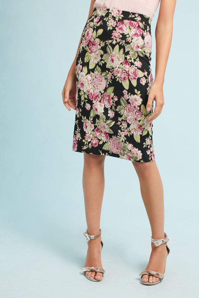 Floral Jacquard Pencil Skirt #2