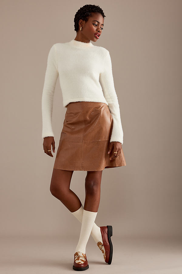 Selected Femme Sana High-Waisted Leather Mini Skirt
