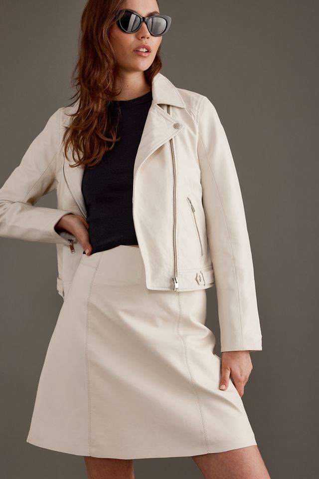 Selected Femme Ibi Leather A-Line Mini Skirt #3