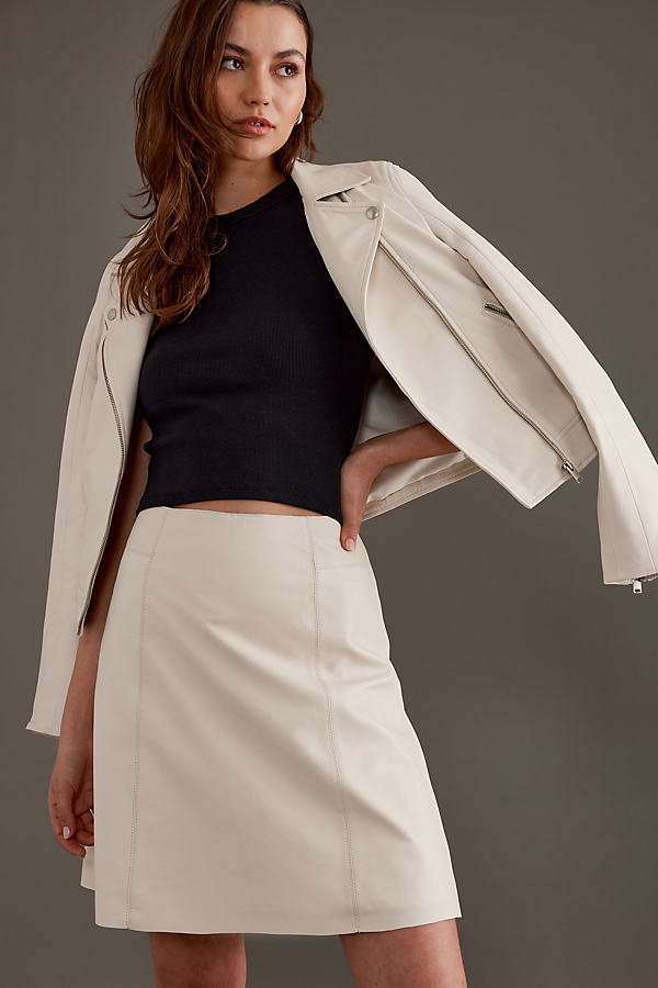 Selected Femme Ibi Leather A-Line Mini Skirt