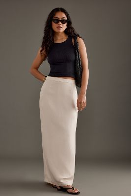 Selected Femme Addia Linen-blend Maxi Skirt In White