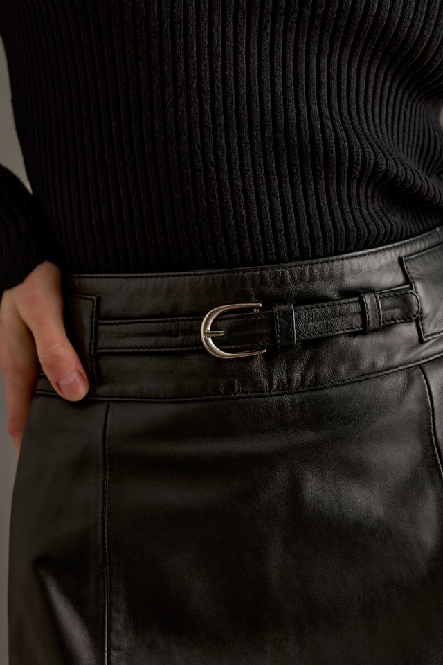 Selected Femme Ella Belted Leather Midi Skirt #5