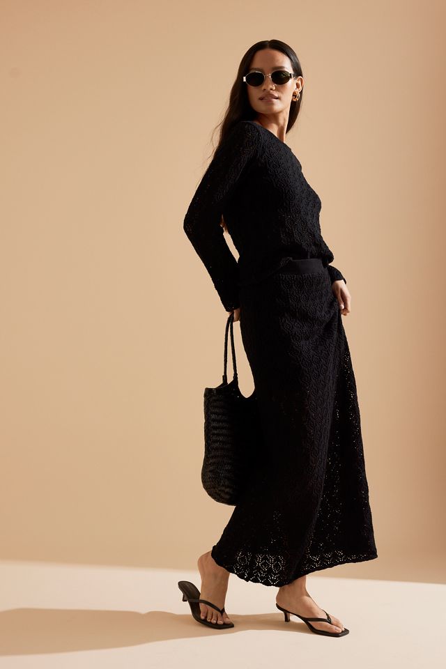 Selected Femme Niva High-Waisted Crochet Maxi Skirt #2