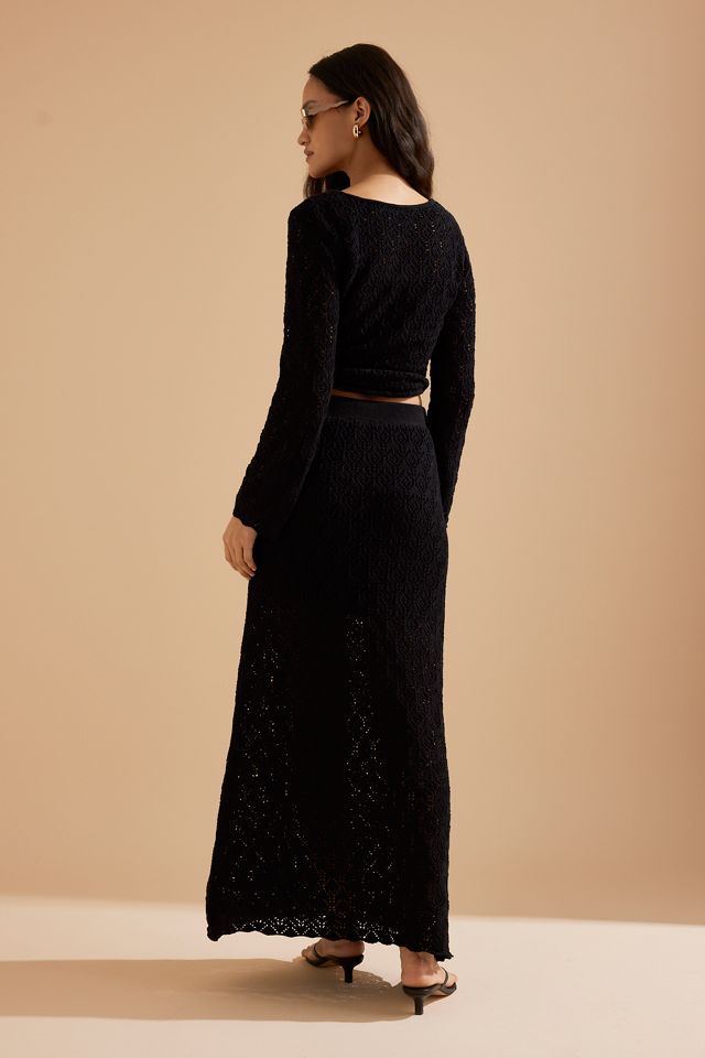 Selected Femme Niva High-Waisted Crochet Maxi Skirt #1