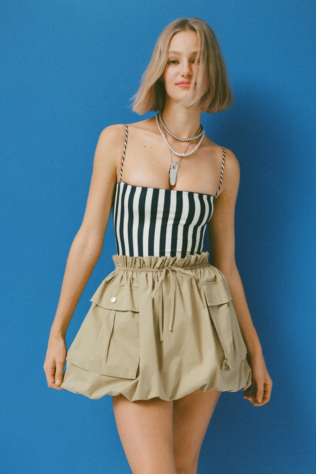 ASTR The Label Rey Cargo Bubble-Hem Skirt