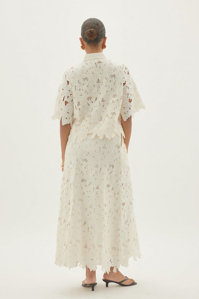 By Anthropologie Maxirock mit Lochstickerei und Blumenmuster #1
