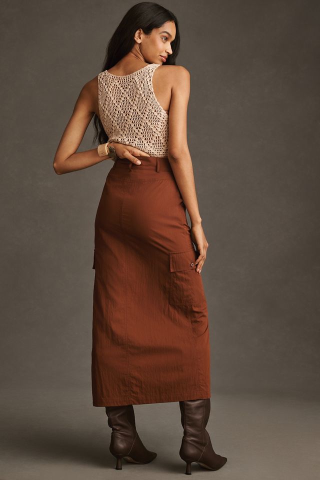 Moon River Front-Slit Cargo Maxi Skirt