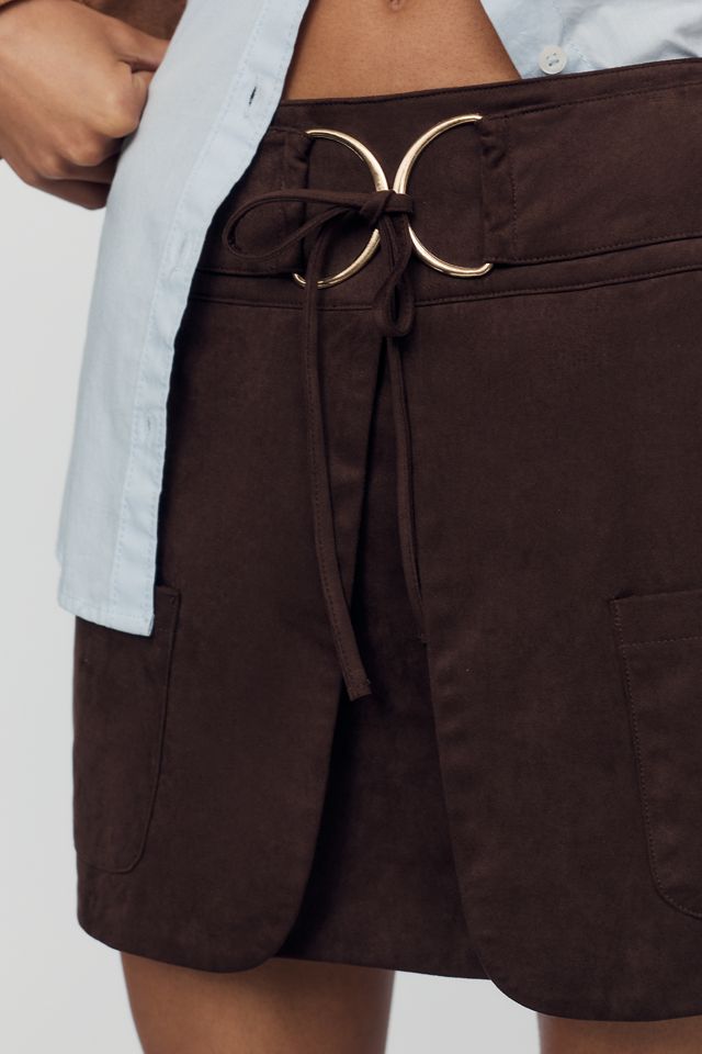 Moon River Faux Suede Wrap-Belt Mini Skirt #1