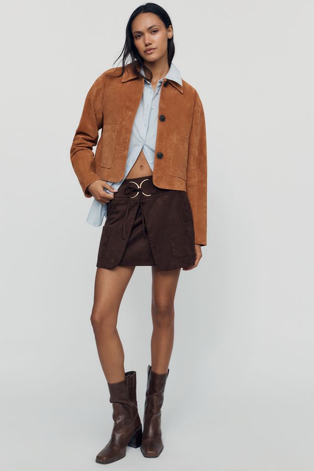 Moon River Faux Suede Wrap-Belt Mini Skirt #2