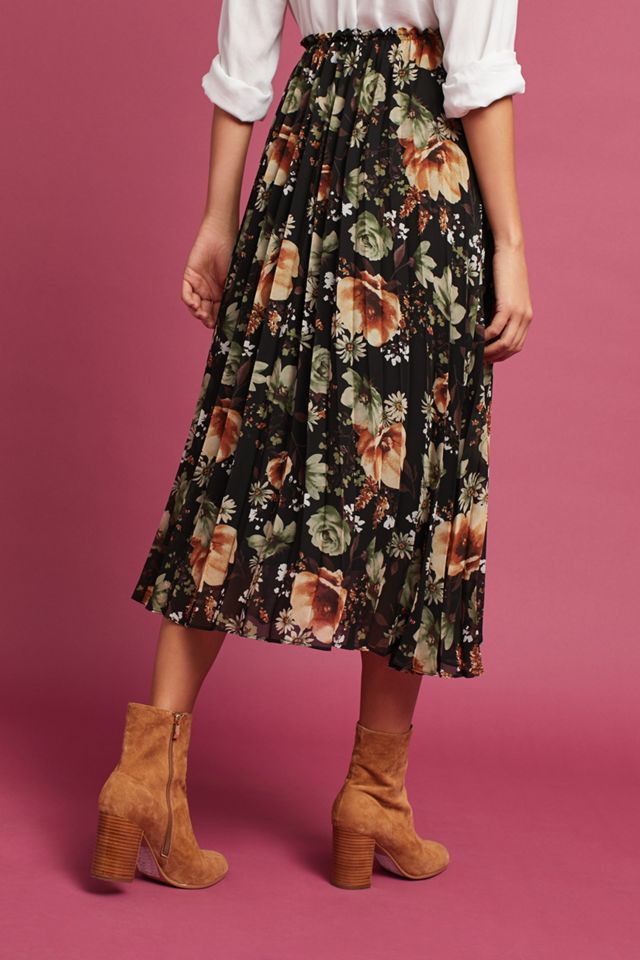 Pleated Floral Skirt | Anthropologie