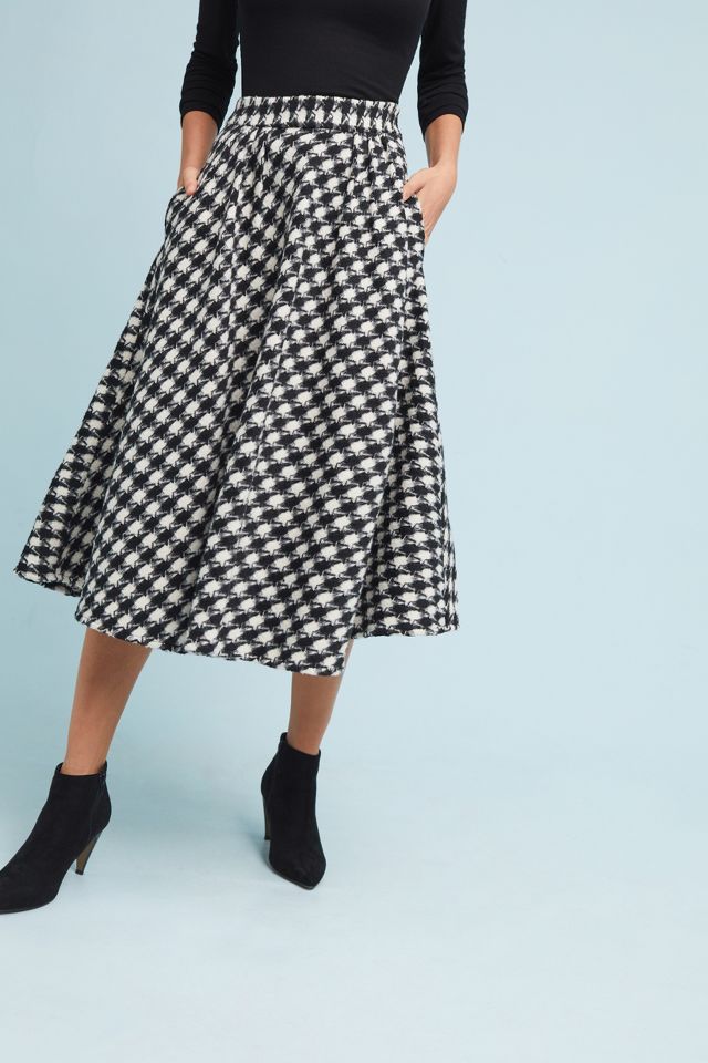 Houndstooth Midi Skirt | Anthropologie