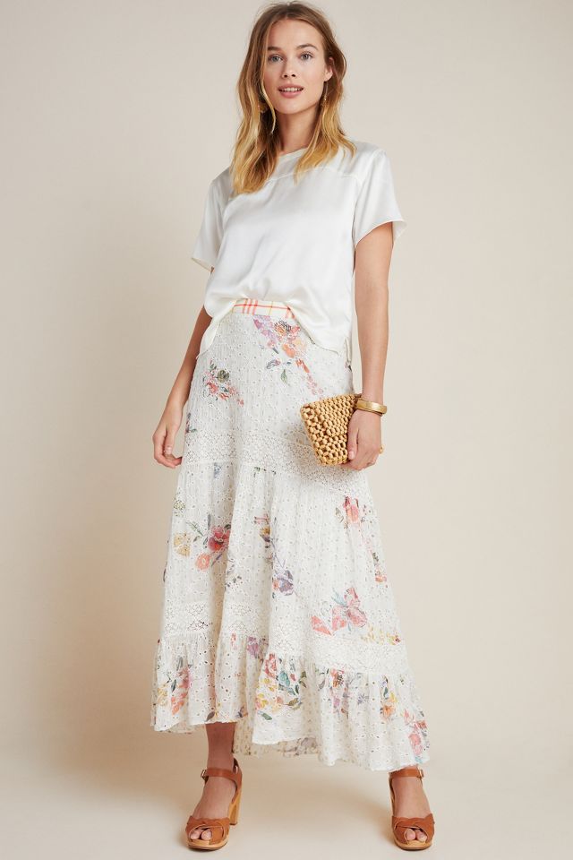 Hannah Eyelet Maxi Skirt | Anthropologie