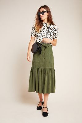 anthropologie green skirt