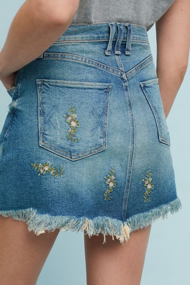 Embroidered denim skirt anthropologie best sale