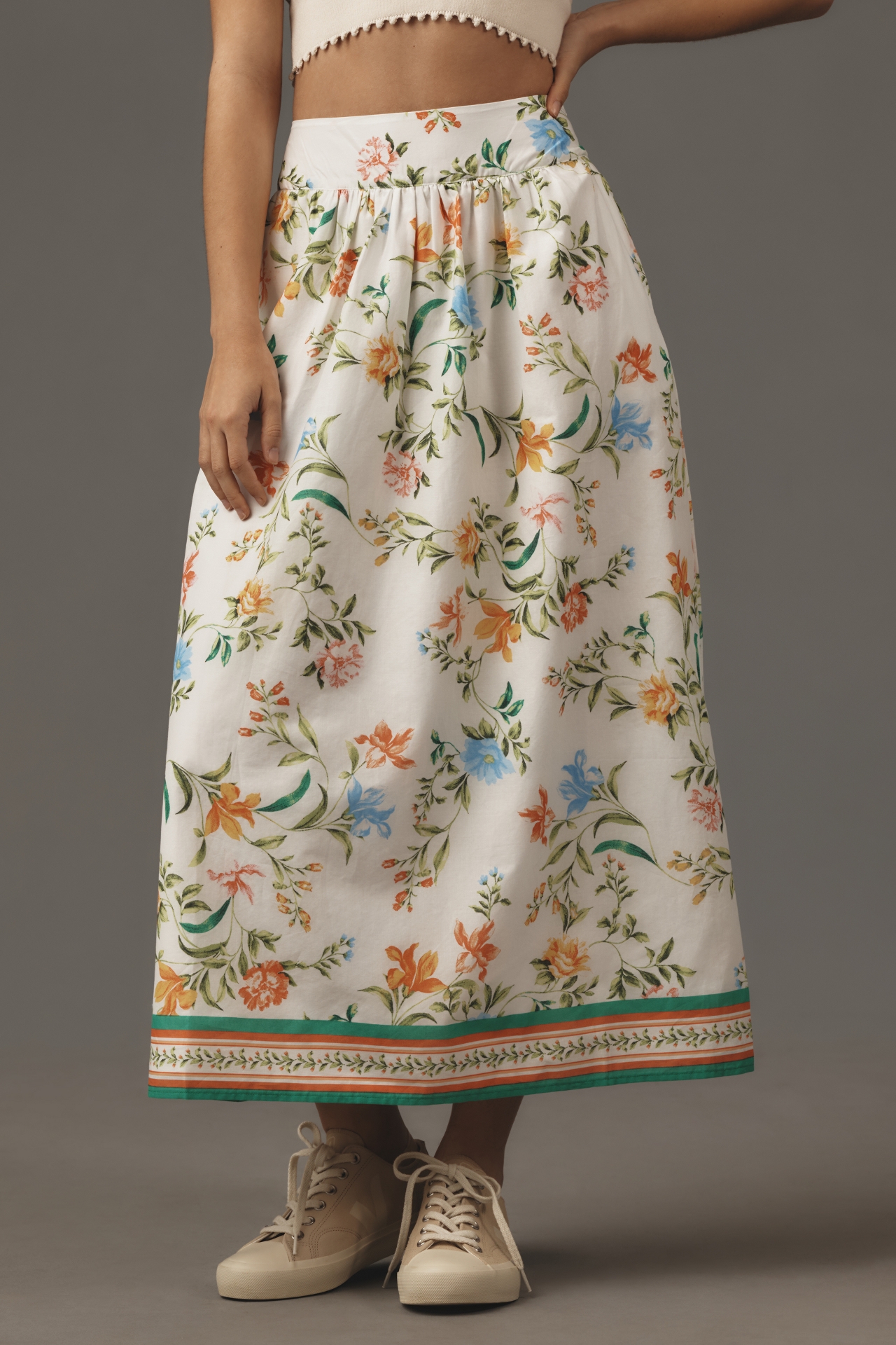 WAYF Printed Full Midi Skirt