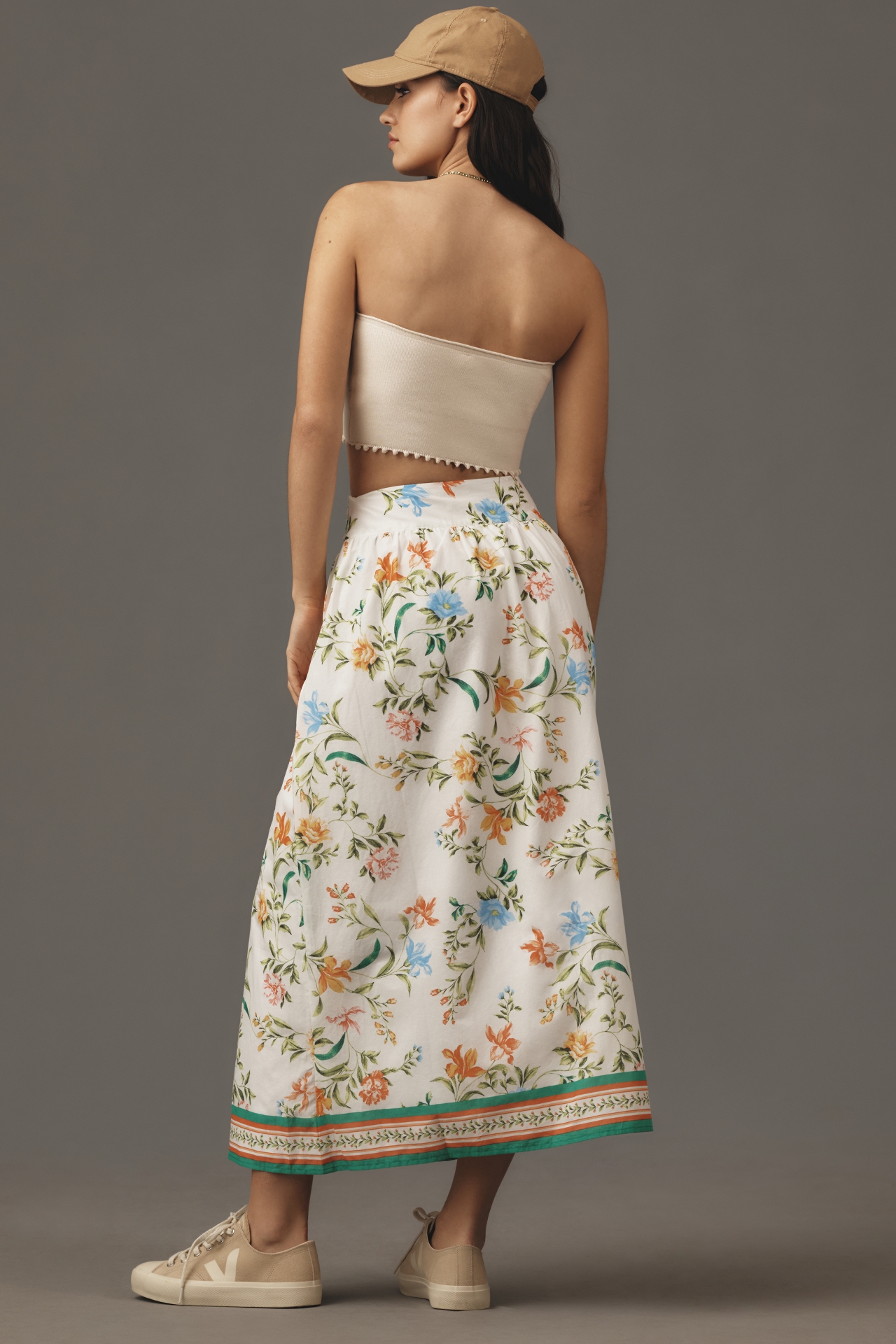 WAYF Printed Full Midi Skirt