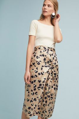 anthropologie leopard skirt