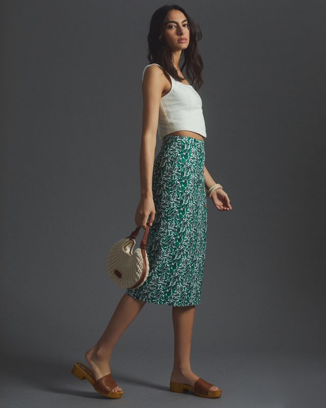 Button Printed Midi Skirt #4