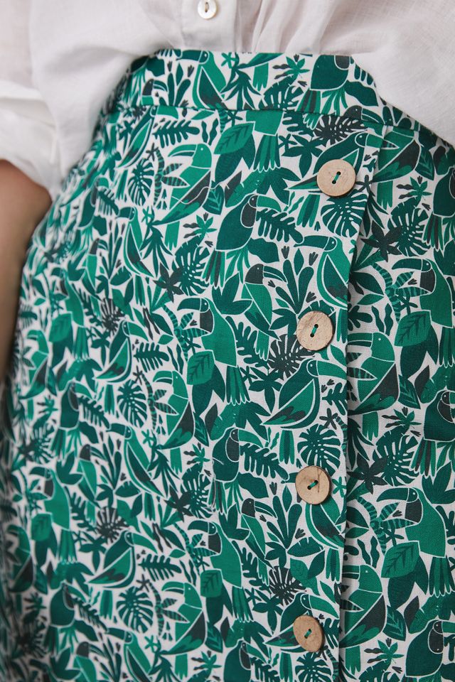 Button Printed Midi Skirt #1
