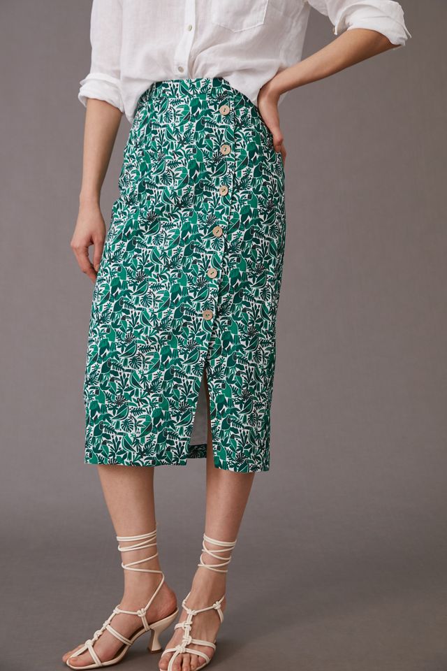 Button Printed Midi Skirt #3