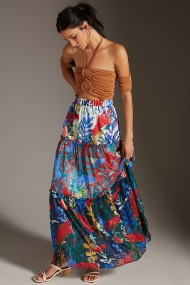 anthropologie floral maxi skirt