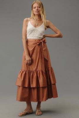 Shop Hutch Wrap Midi Skirt In Brown