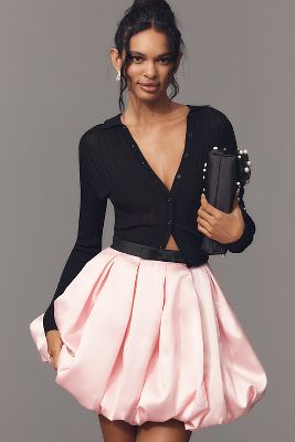 Full Pleated Bubble Mini Skirt