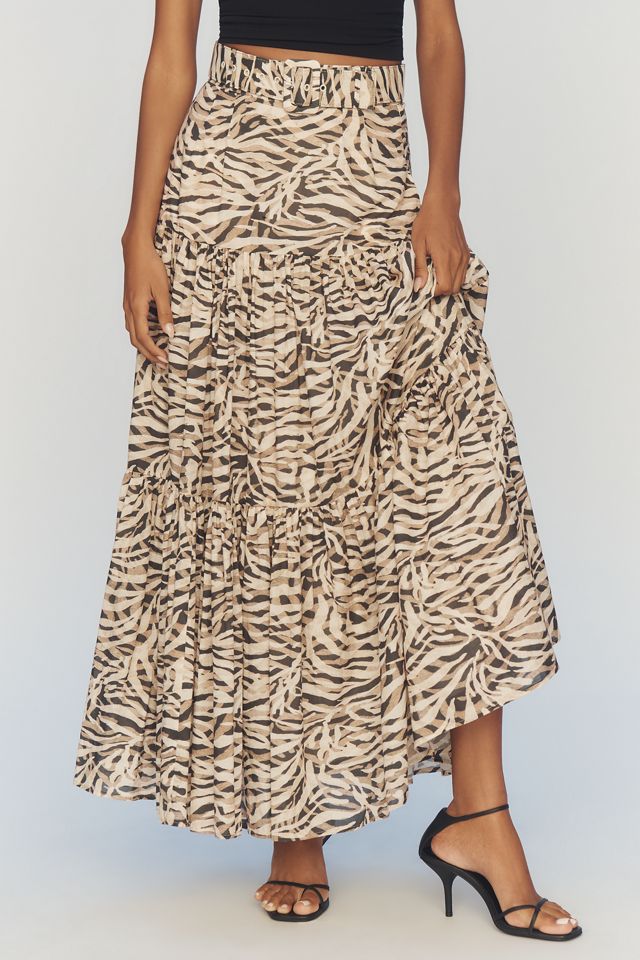Hutch Belted Tiered Maxi Skirt