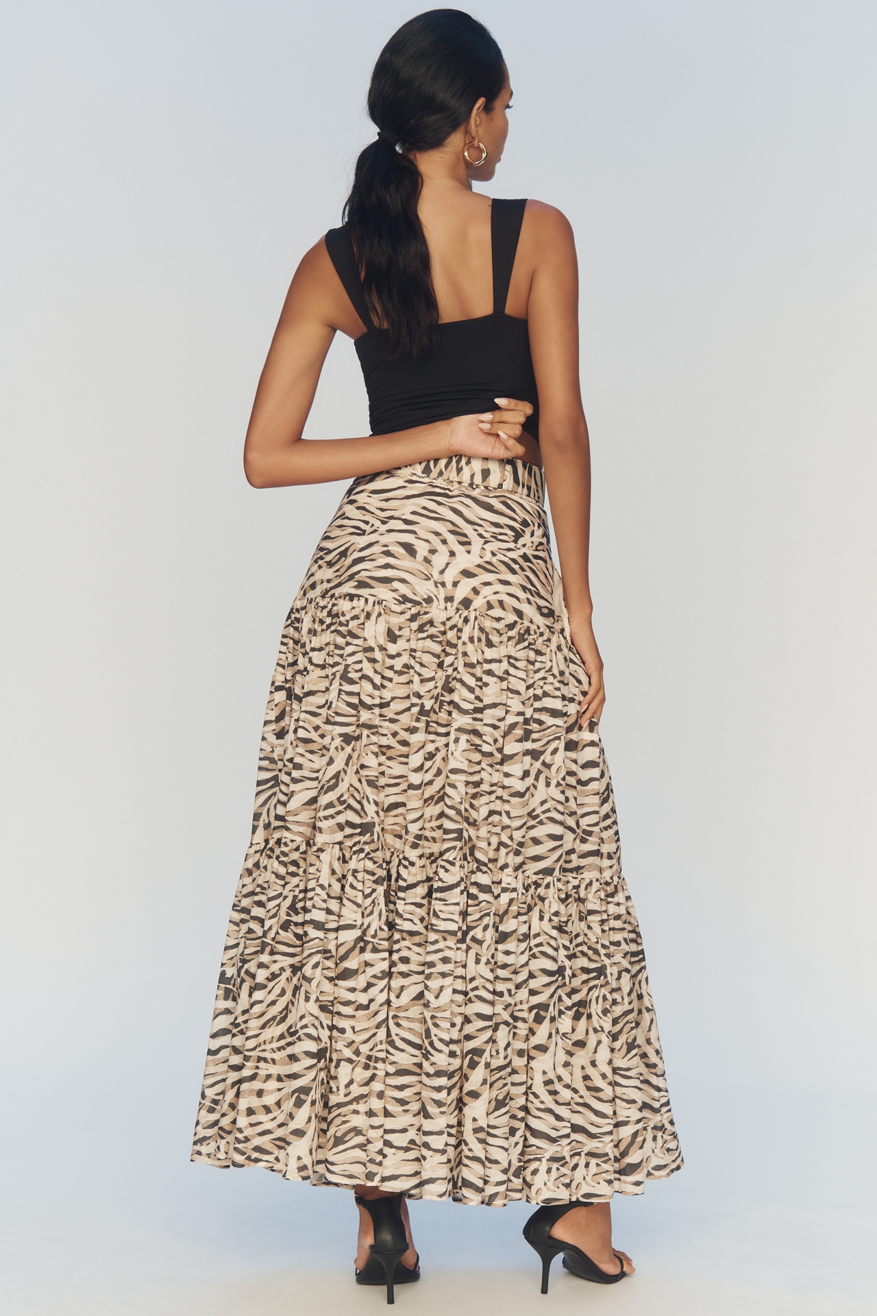 Hutch Belted Tiered Maxi Skirt