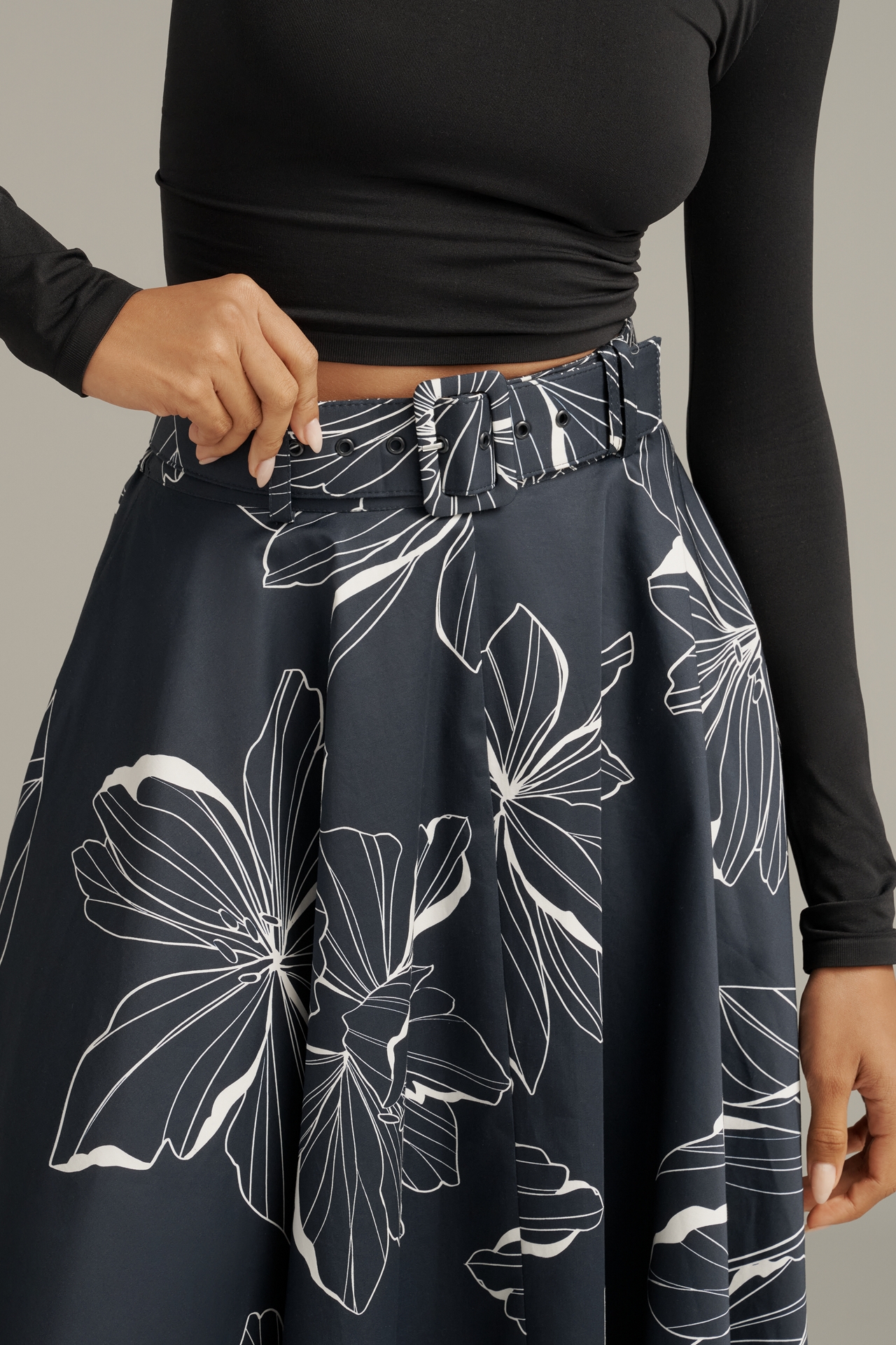 Hutch Cotton-Blend Belted Midi Skirt