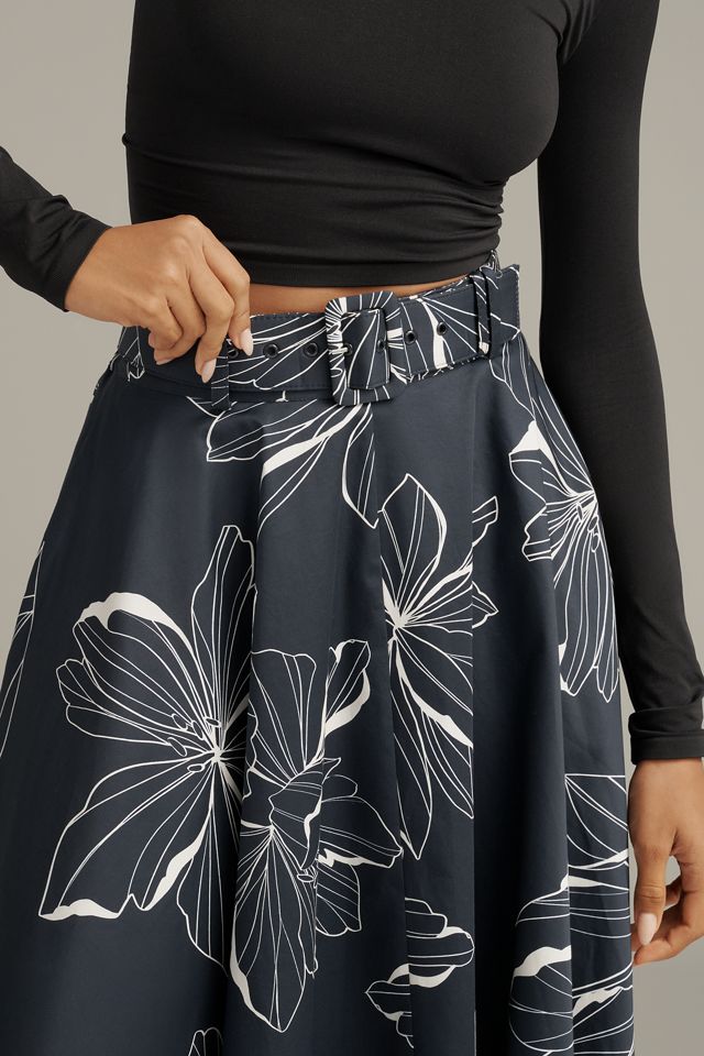 Hutch Cotton-Blend Belted Midi Skirt #1