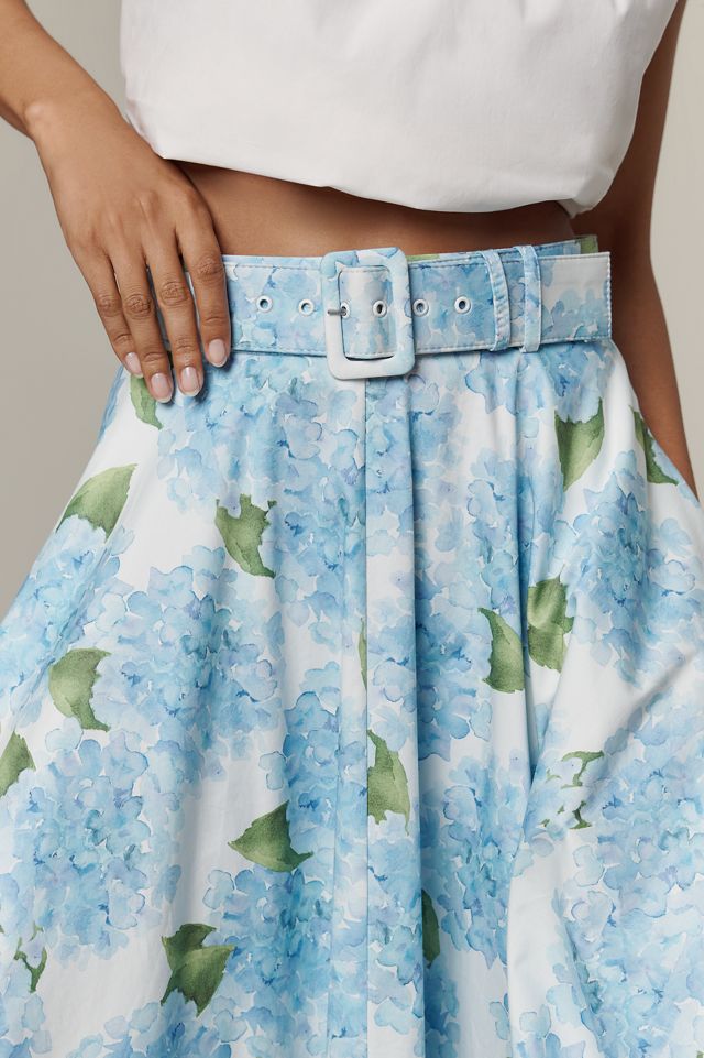 Hutch Cotton-Blend Belted Midi Skirt