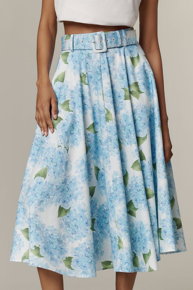 Hutch Cotton-Blend Belted Midi Skirt
