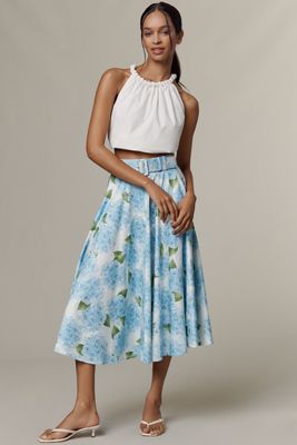 Hutch Cotton-Blend Belted Midi Skirt