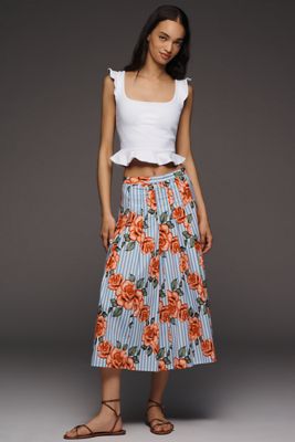 Farm Rio Ruffled Tropical Maxi Skirt | Anthropologie